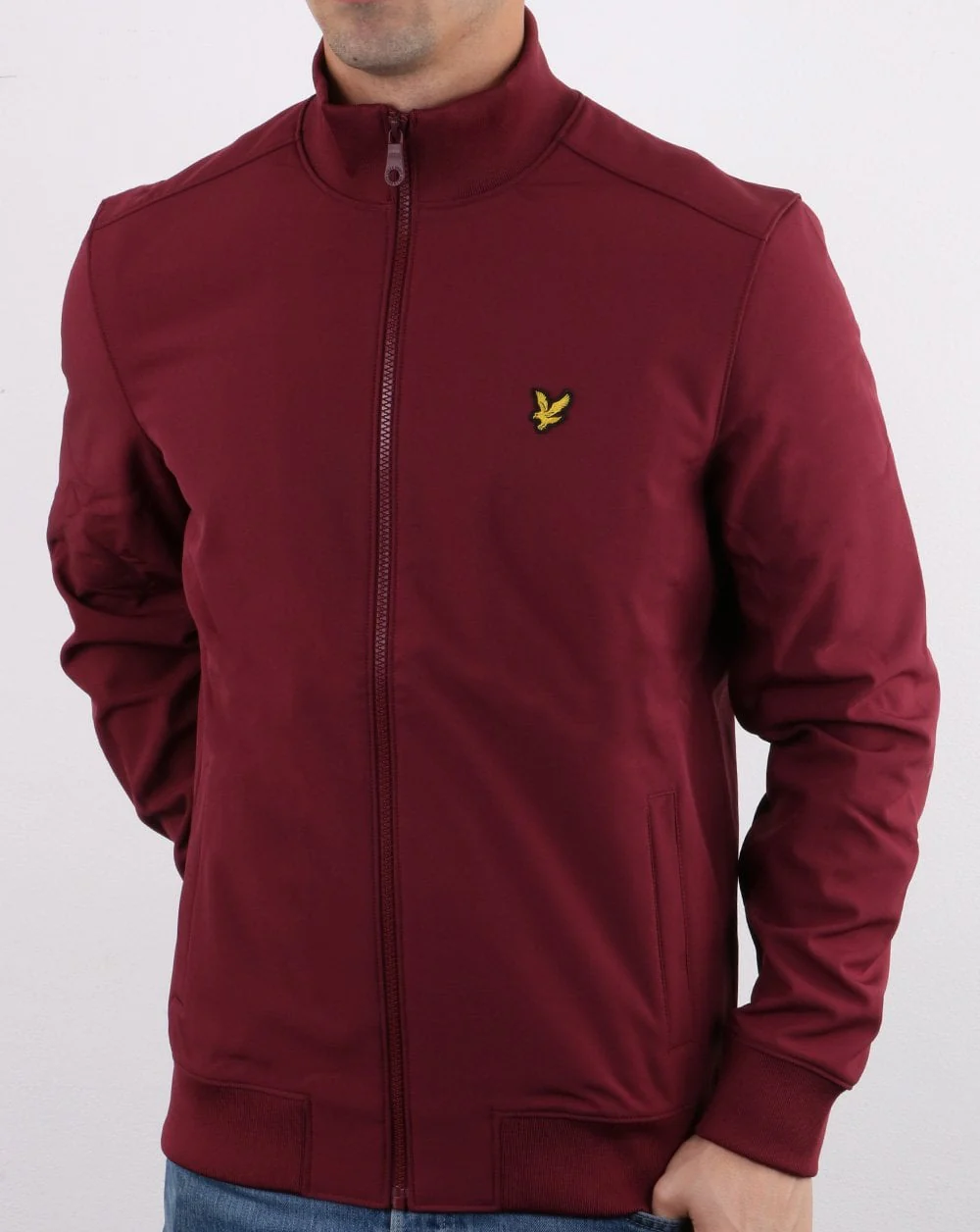 Lyle And Scott Softshell Funnel Neck Zip Through Jacket Burgundy - Image 2