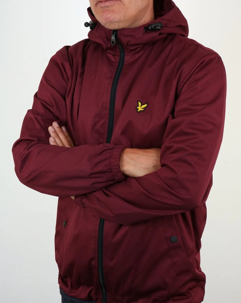 Lyle And Scott Zip Through Hooded Jacket Claret Marl - Image 4