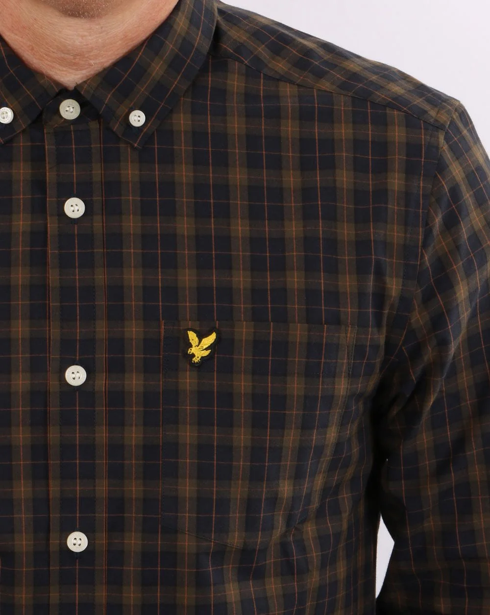 Lyle & Scott Check Poplin Shirt Navy/Olive - Image 2