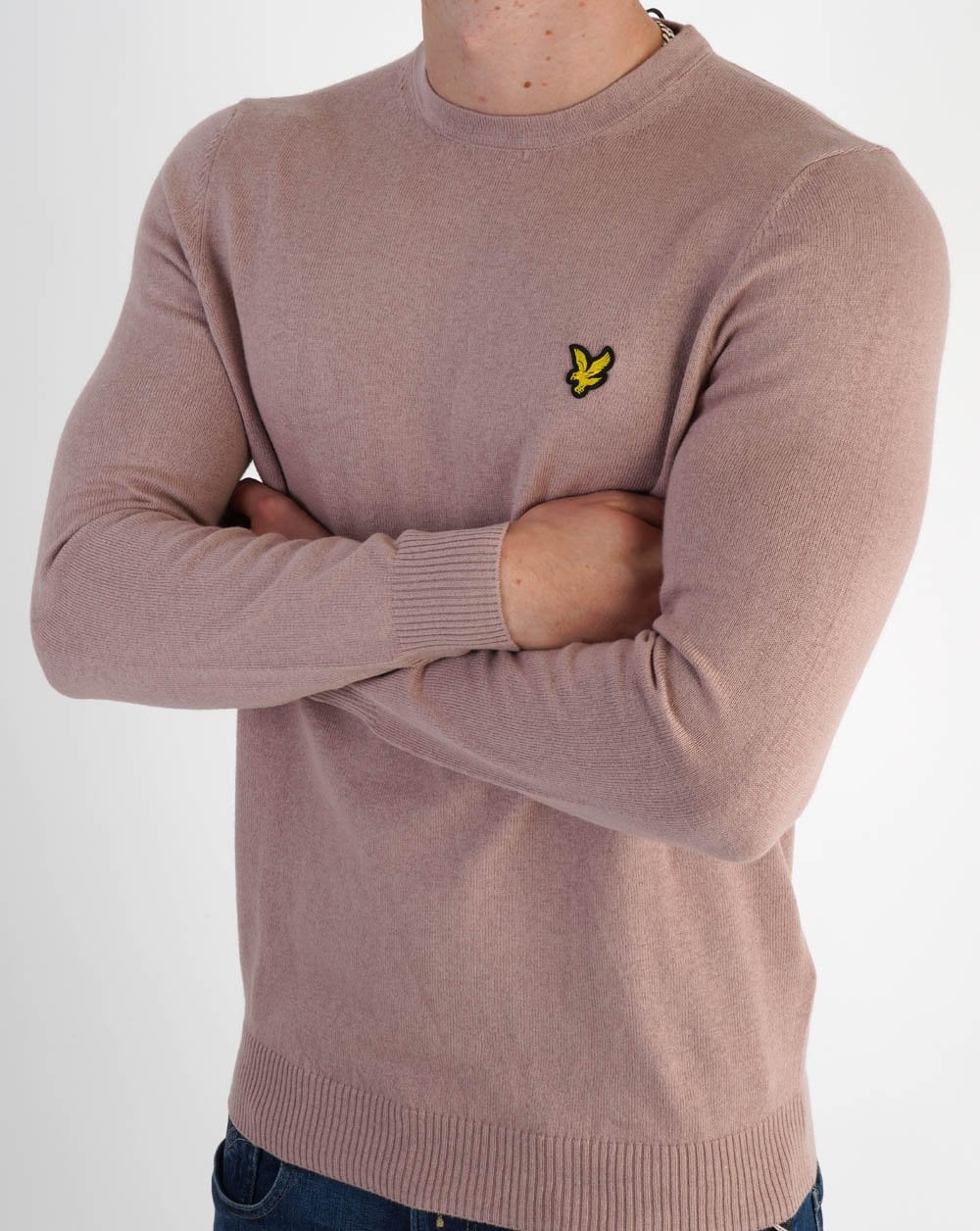 Lyle & Scott Cotton Merino Crew Jumper Mauve Dusk - Image 3