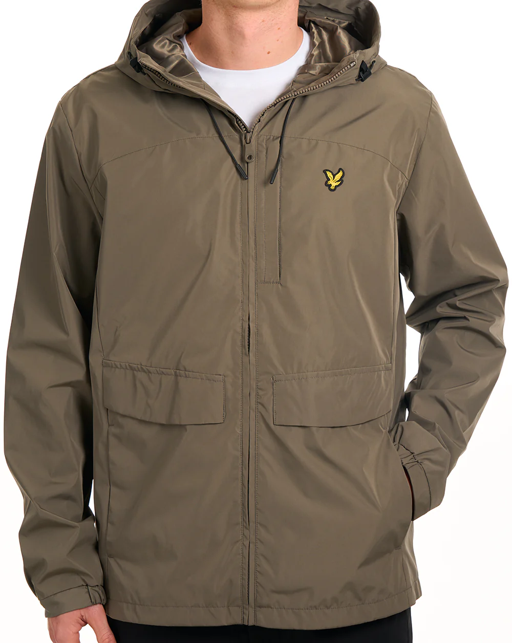 Lyle & Scott Lightweight Hooded Jacket Khaki Ash - Image 5