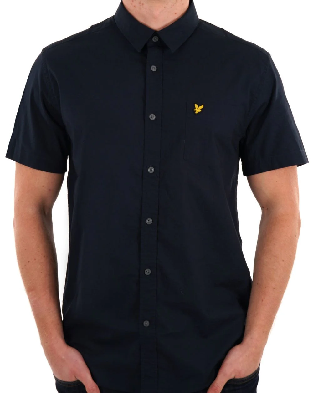 Lyle & Scott Plain Poplin Short Sleeve Shirt Dark Navy