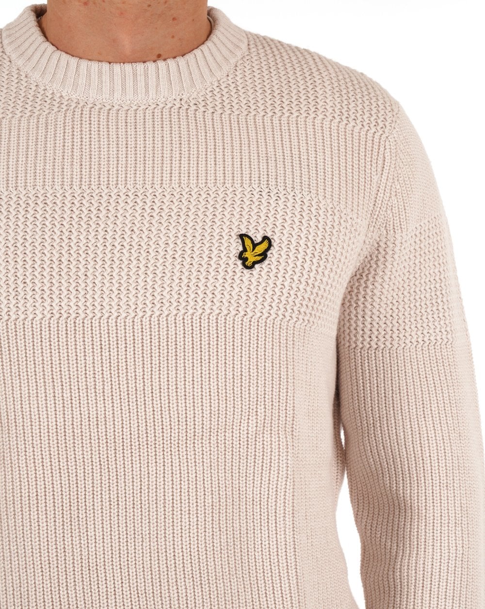 Lyle & Scott Textured Stripe Knit Jumper Light Mist - Image 2