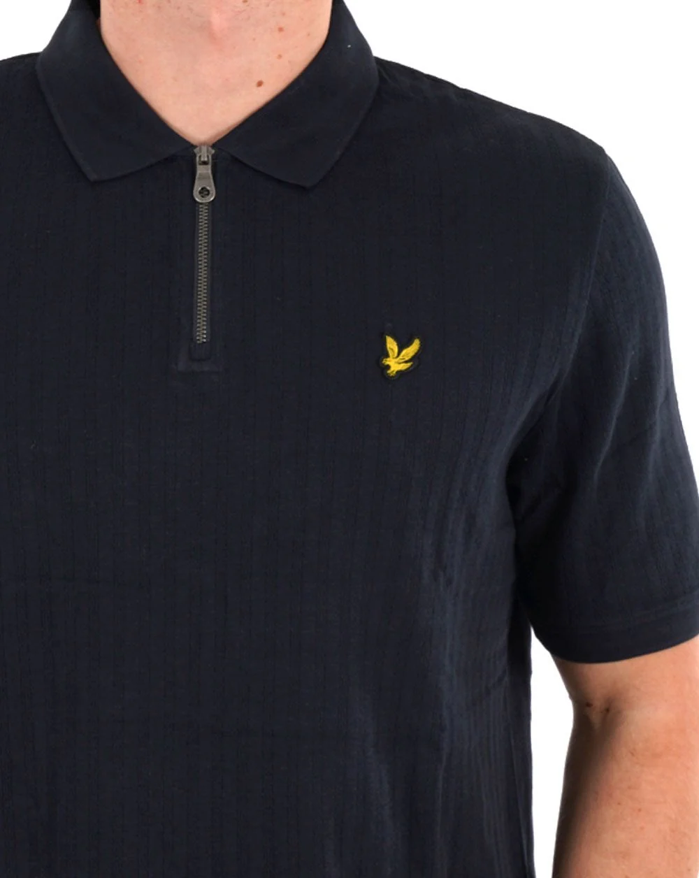 Lyle & Scott Textured Stripe Polo Dark Navy - Image 2
