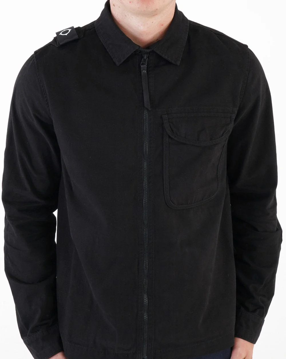 Ma.strum Zip Front Overshirt Jet Black