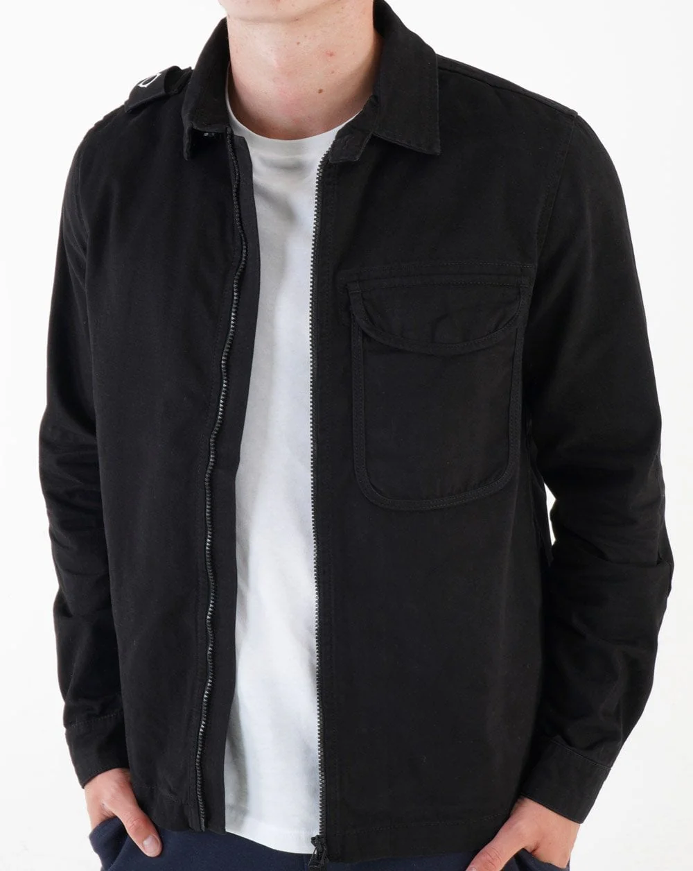 Ma.strum Zip Front Overshirt Jet Black - Image 3