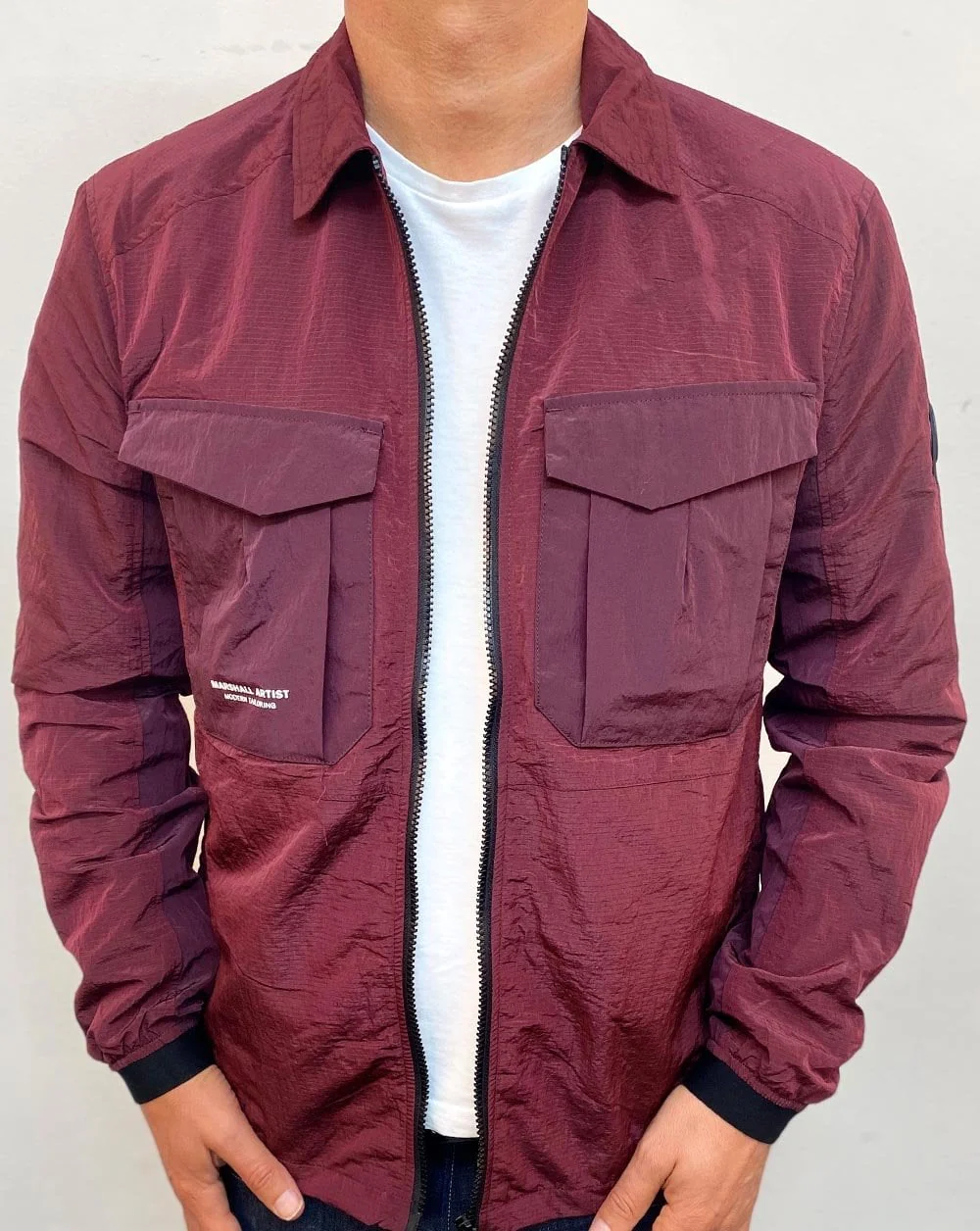 Marshall Artist Acier Overshirt Burgundy - Image 2