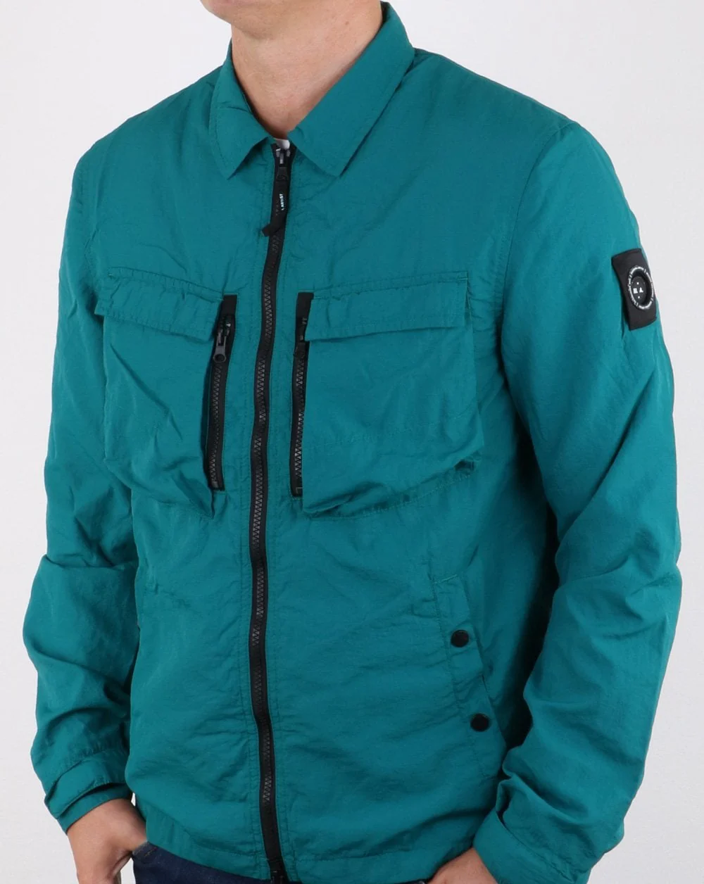Marshall Artist Garment Dyed Overshirt Teal - Image 3