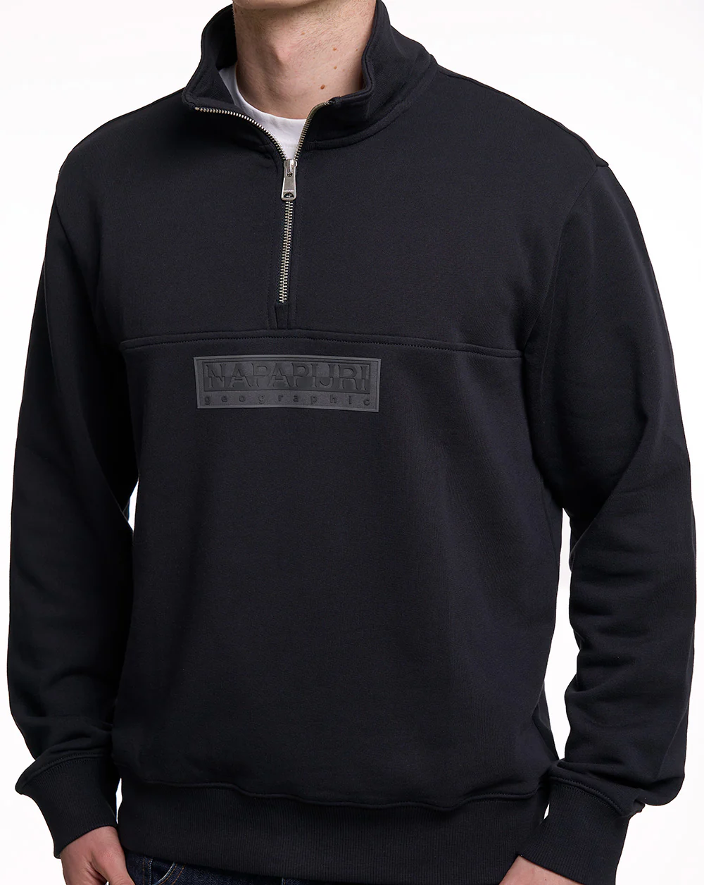 Napapijri Box Logo 1/4 Zip Sweatshirt Black - Image 2