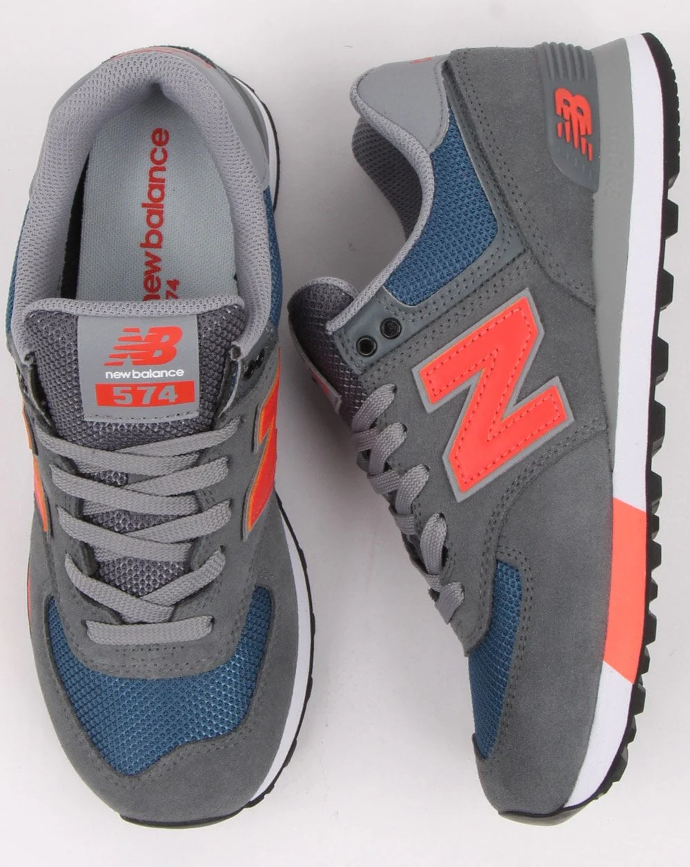 New Balance 574 Trainers Grey/Orange - Image 2