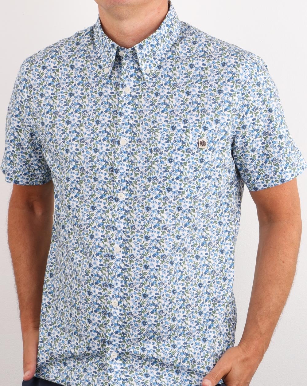 Pretty Green Ava Print Shirt Blue