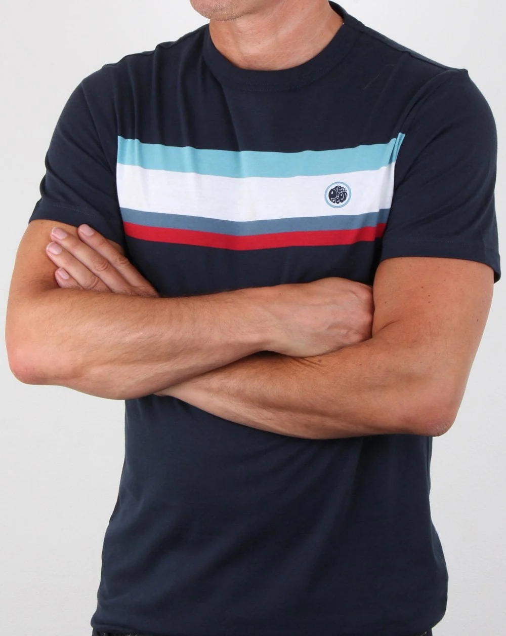 Pretty Green Contrast Panel T-shirt Navy - Image 3
