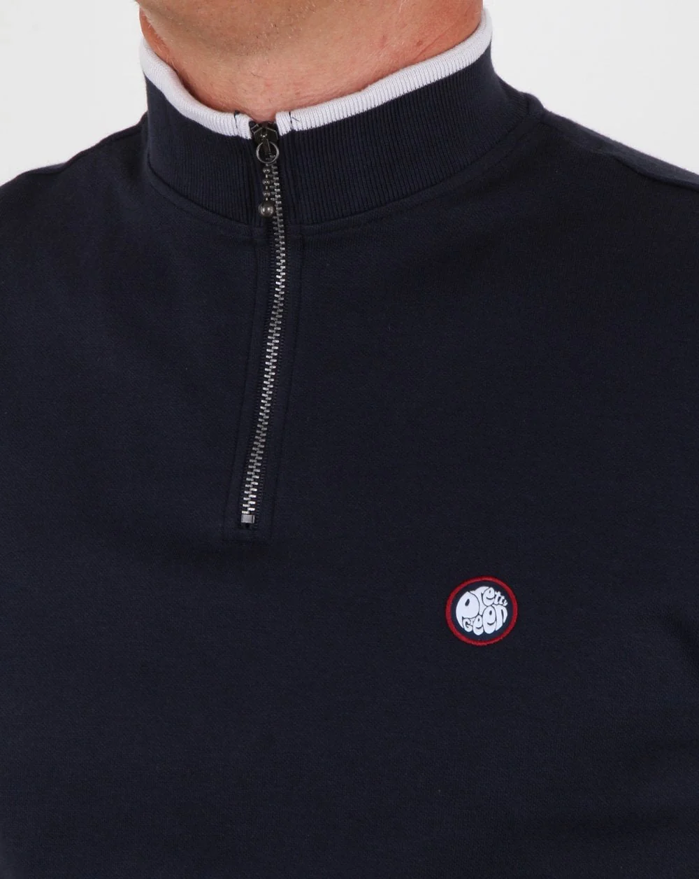 Pretty Green Faraday Zip T-shirt Navy - Image 3