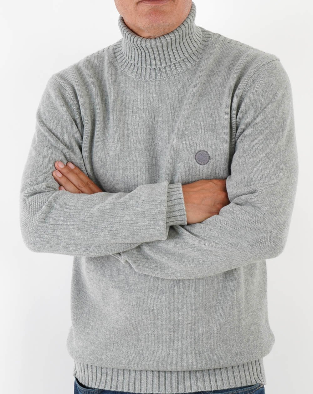 Pretty Green Roll Neck Knitted Jumper Grey - Image 3
