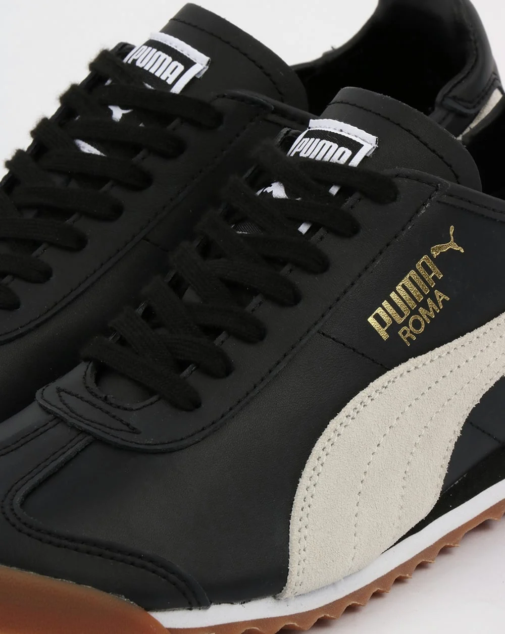 Puma Roma Leather 80s Trainers Black/White - Image 4