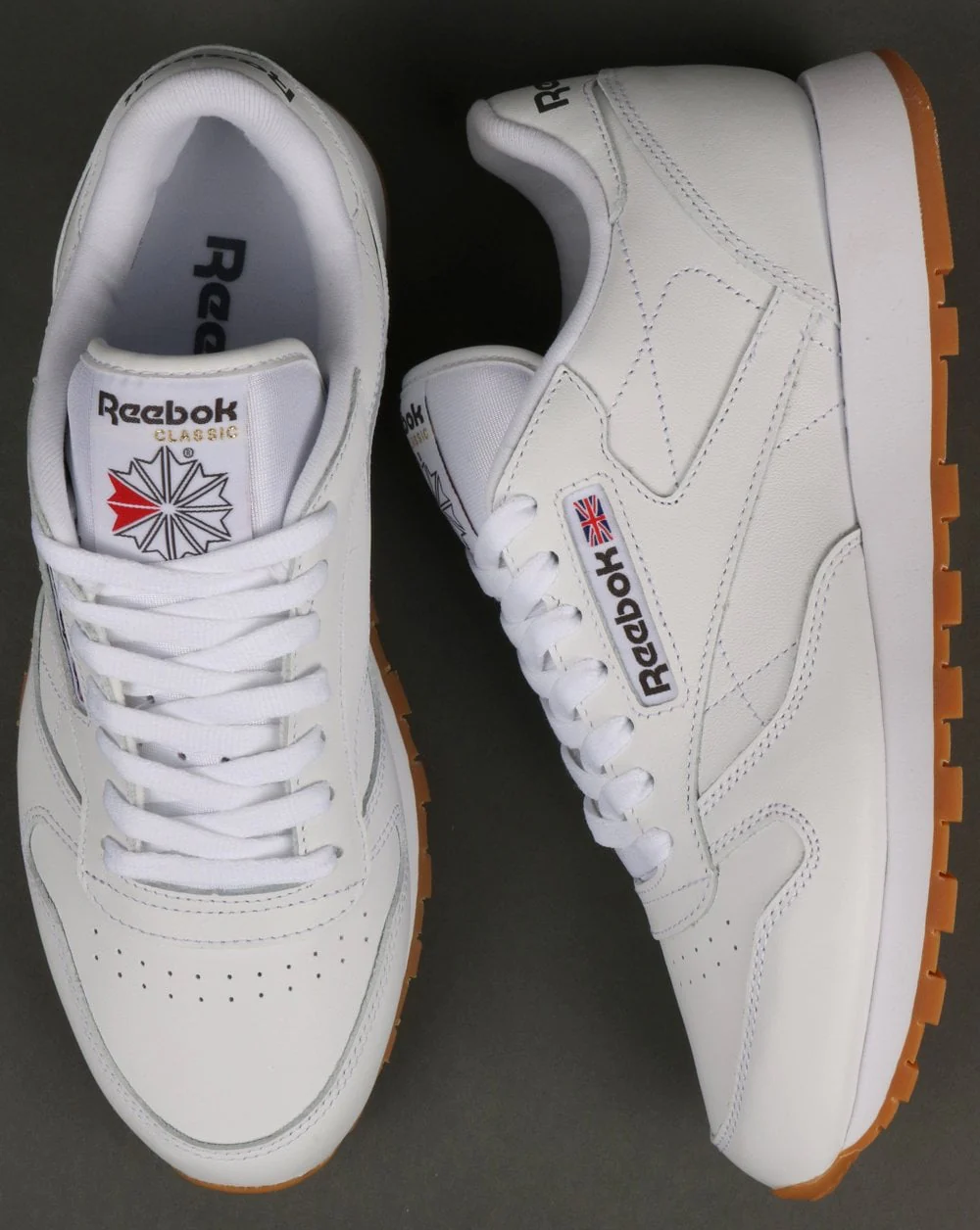 Reebok Classic Leather Trainers White/Gum - Image 2