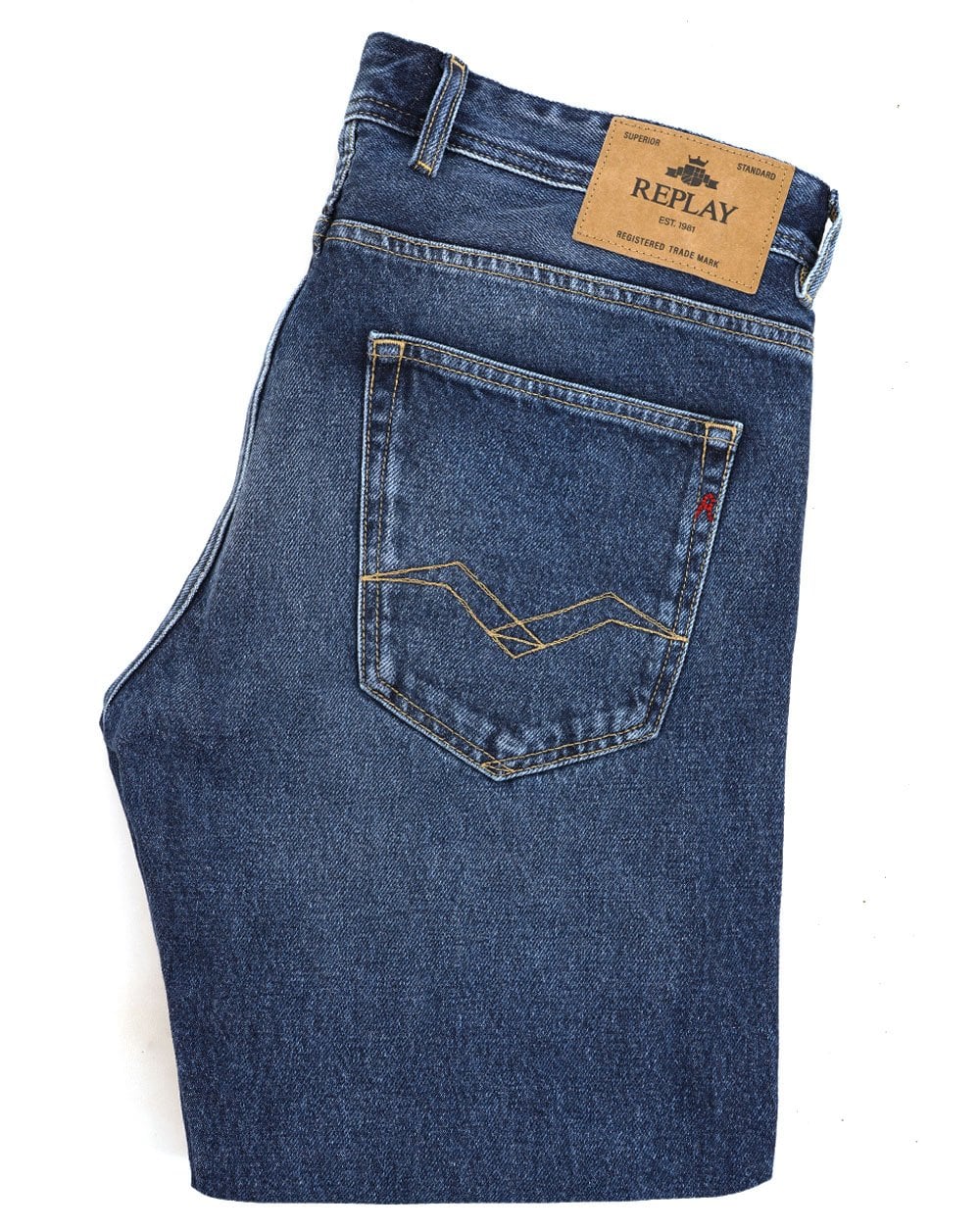 Replay Grover Straight Fit Jeans Dark Blue Washed - Image 2