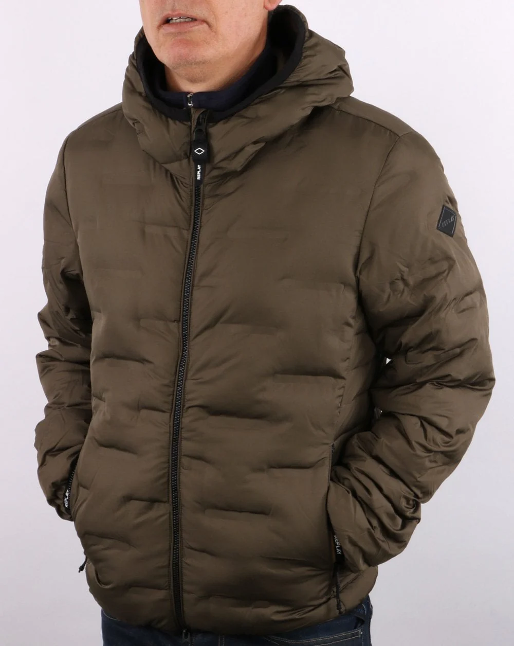 Replay Hooded Jacket Dark Olive - Image 3
