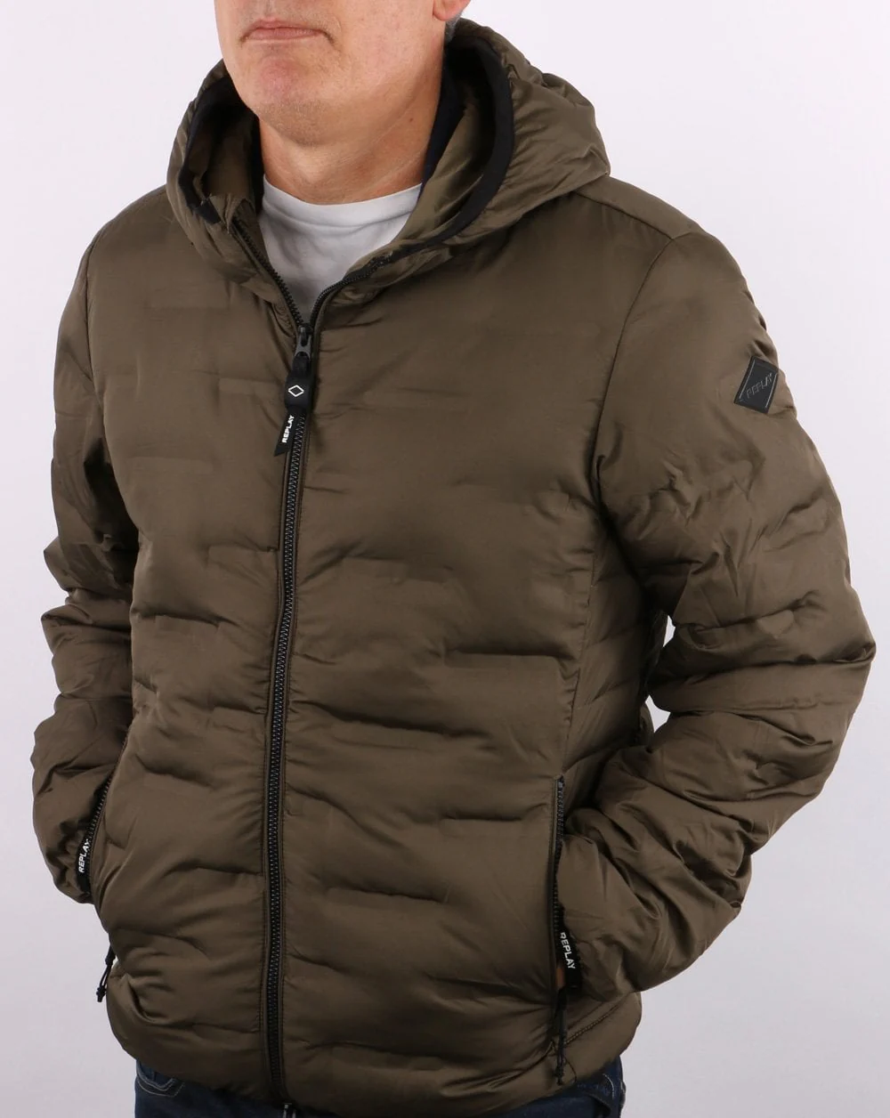 Replay Hooded Jacket Dark Olive - Image 4