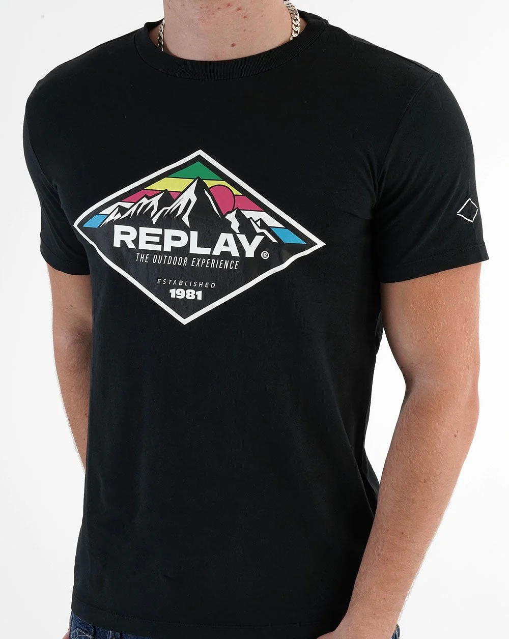 Replay Mountain Print T-shirt Black - Image 2
