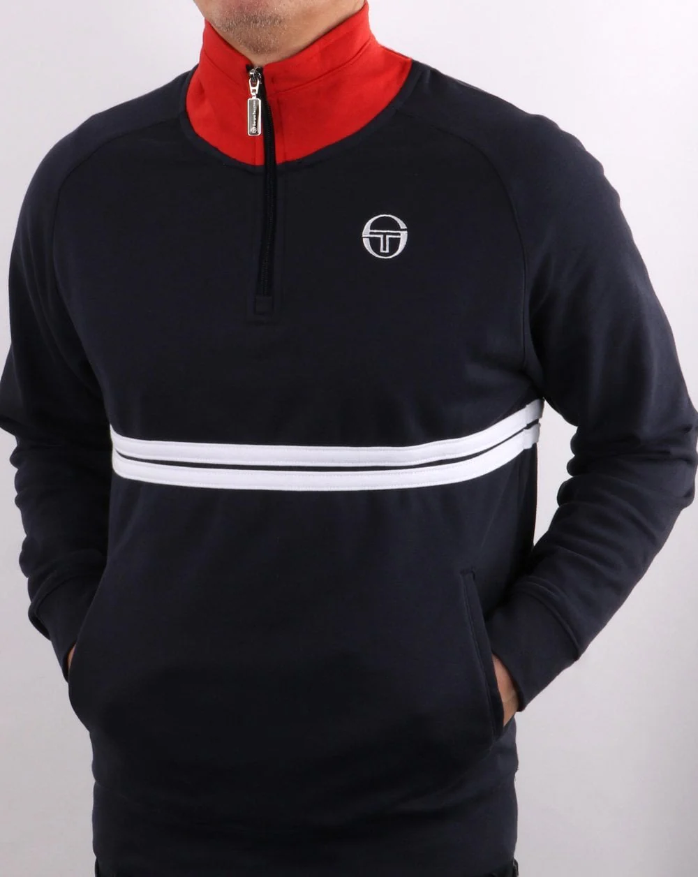 Sergio Tacchini Dallas 1/4 Zip Track Top Navy - Image 2