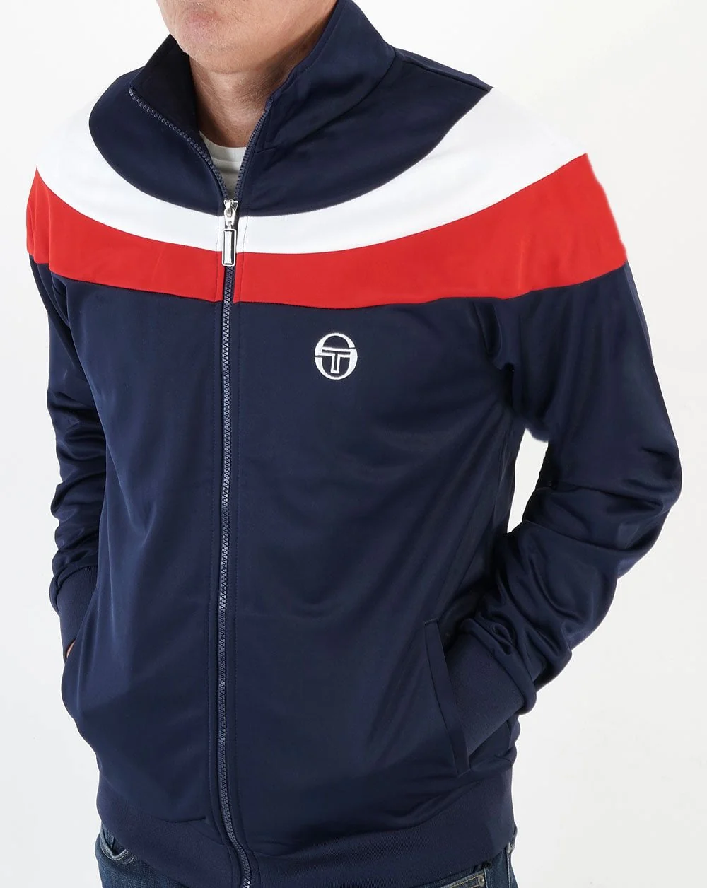 Sergio Tacchini Fohn Track Top Navy Blue/White - Image 2