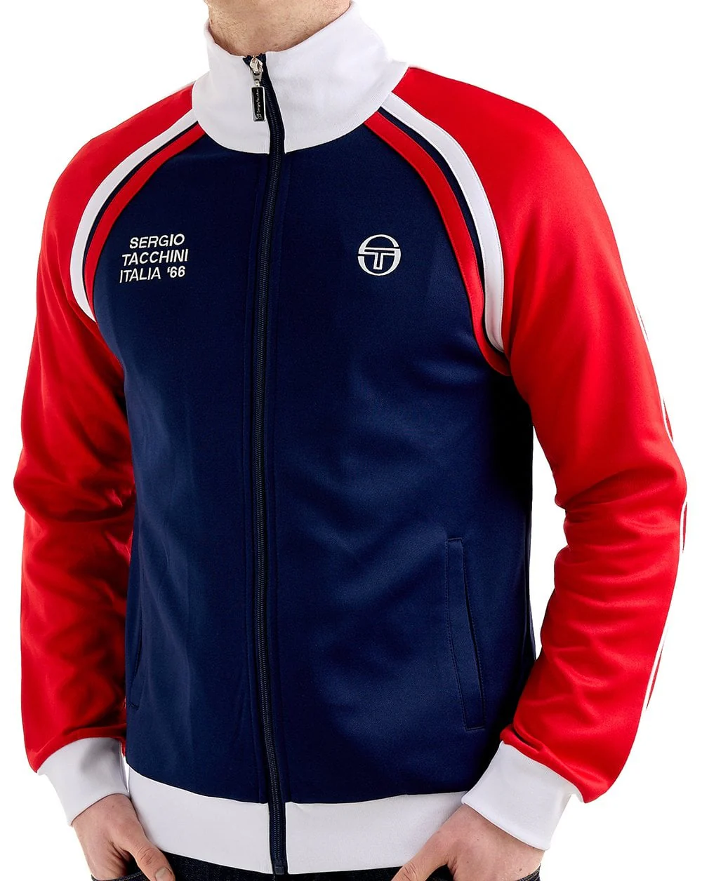 Sergio Tacchini Ghibli Davis Track Top Navy Blue/Deep Red - Image 3