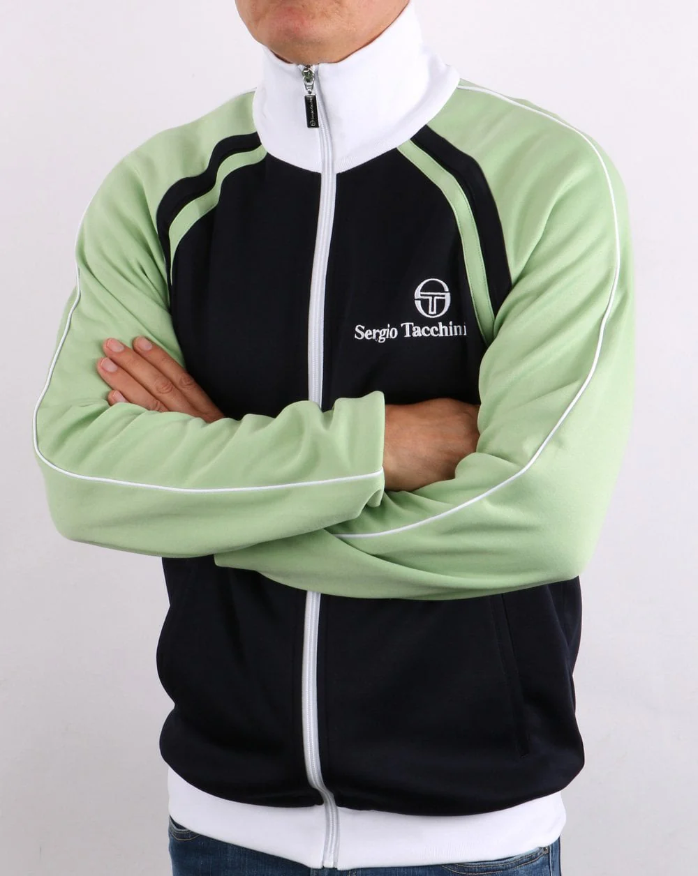 Sergio Tacchini Ghibli Track Top Navy/Light Green - Image 3
