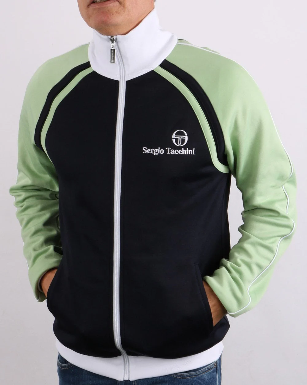 Sergio Tacchini Ghibli Track Top Navy/Light Green - Image 4