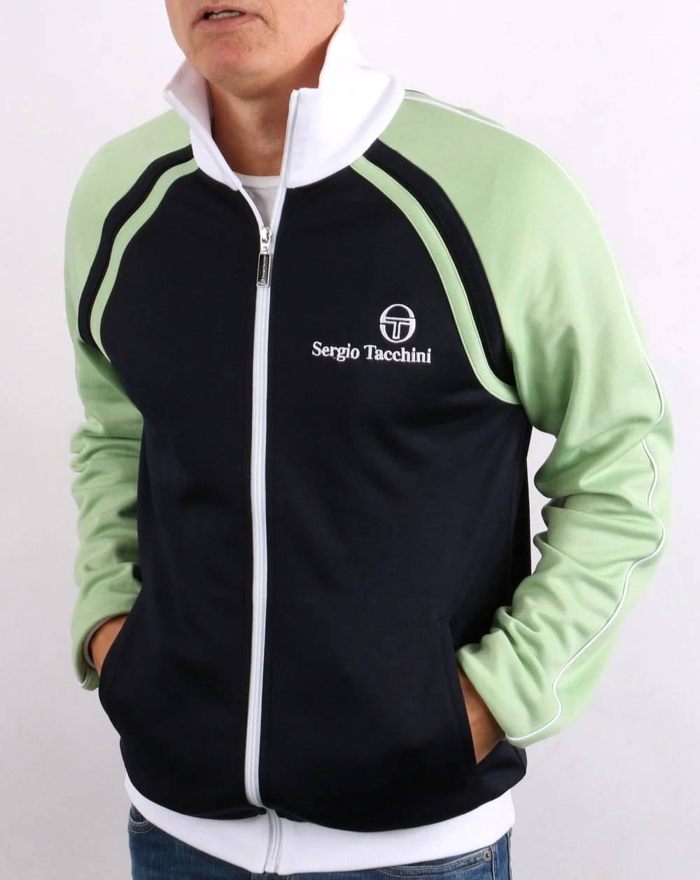 Sergio Tacchini Ghibli Track Top Navy/Light Green - Image 5