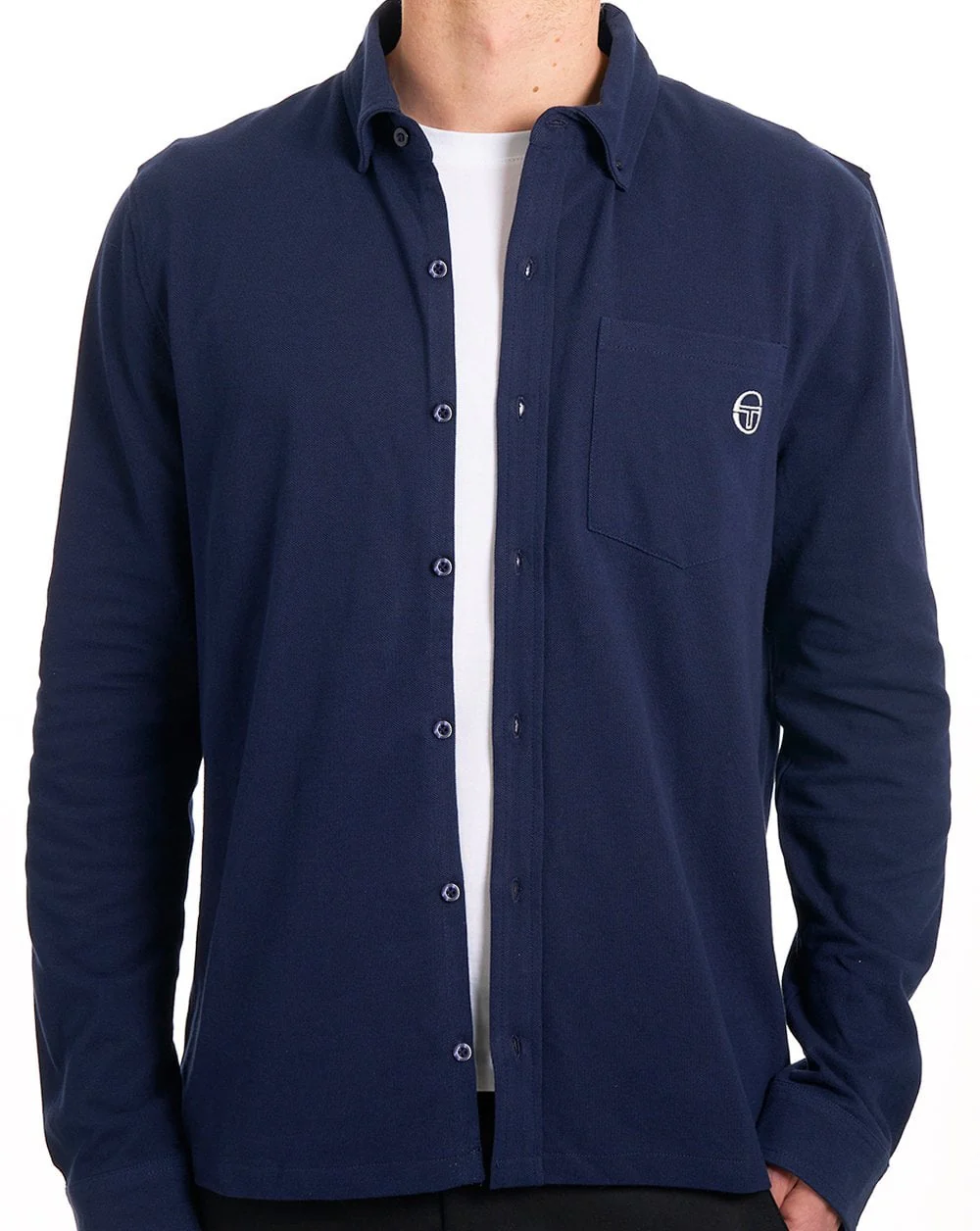 Sergio Tacchini Lanz Pique Shirt Navy Blue - Image 2