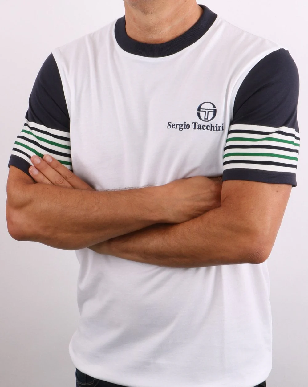 Sergio Tacchini Lawrence T Shirt White/Navy/Green - Image 4
