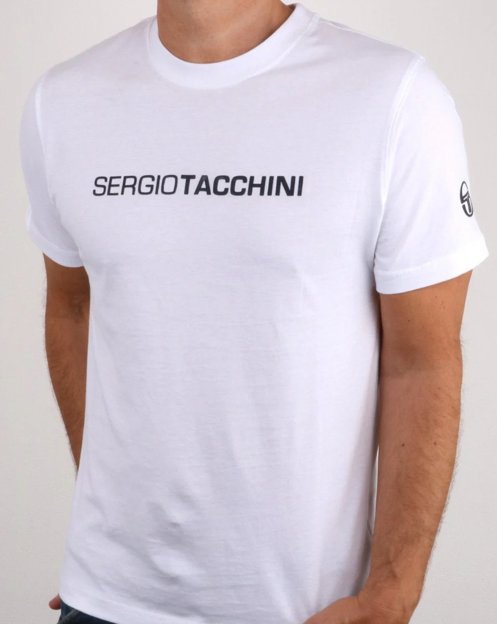 Sergio Tacchini Linear Logo T Shirt White/navy - Image 2