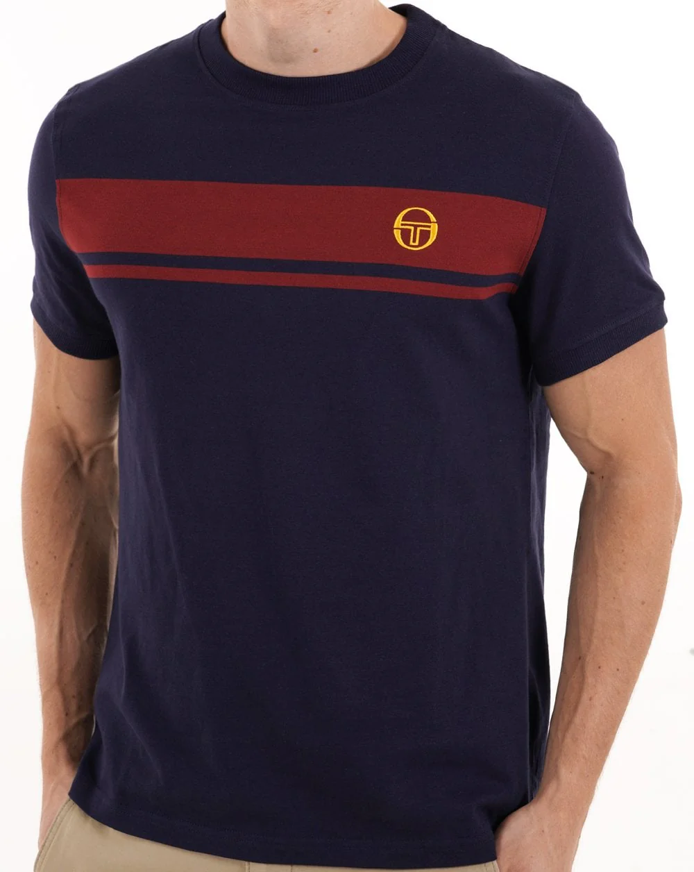 Sergio Tacchini Masters T Shirt Navy Blue/Deep Red - Image 3