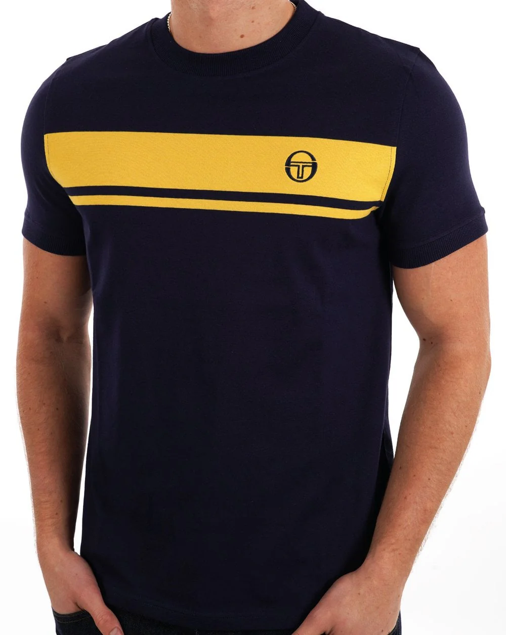 Sergio Tacchini Masters T Shirt Navy Blue/Yellow - Image 3