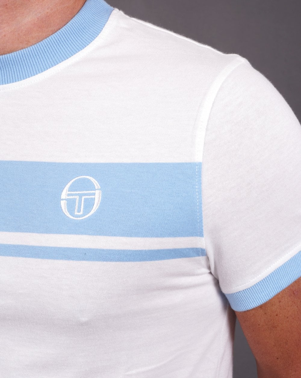 Sergio Tacchini Masters T Shirt White/Sky Blue - Image 3