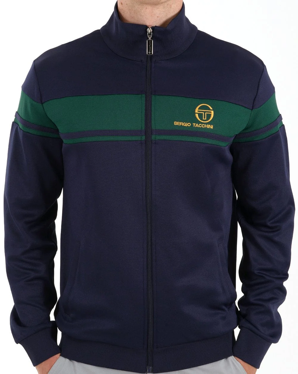 Sergio Tacchini Masters Track Top Navy Dk Green Gold - Image 2