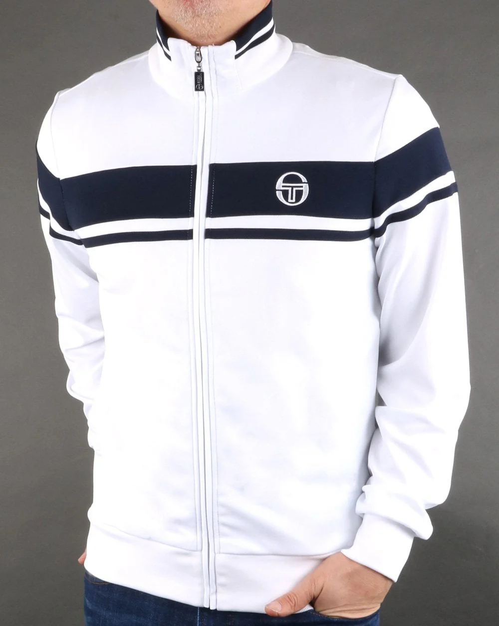 Sergio Tacchini Masters Track Top White/Navy - Image 2