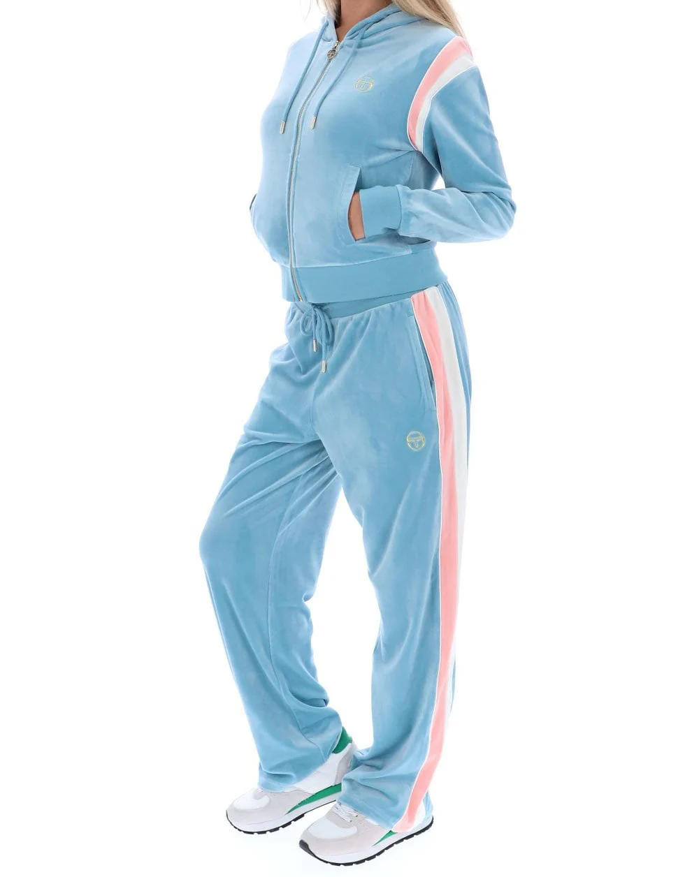 Sergio Tacchini Nadia Velour Hoody Soft Blue - Image 3