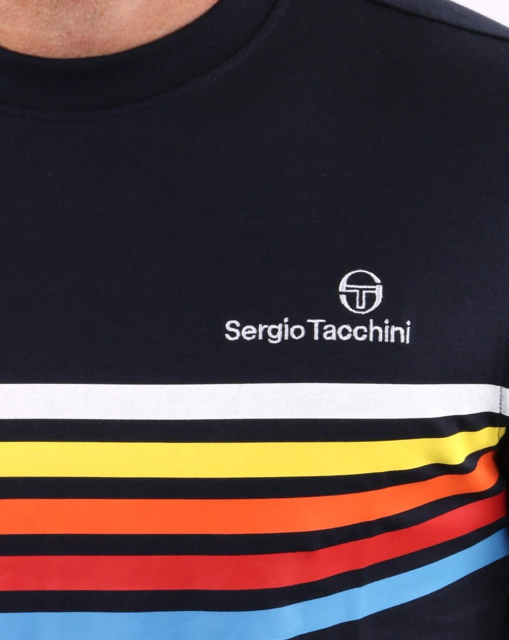 Sergio Tacchini Navy Multi stripe T-shirt - Image 2