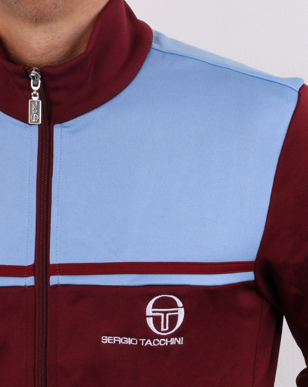 Sergio Tacchini New Young Line Track Top Claret/sky Blue - Image 4