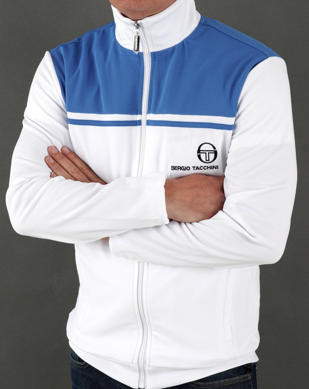 Sergio Tacchini New Young Line Track Top White/Blue - Image 3