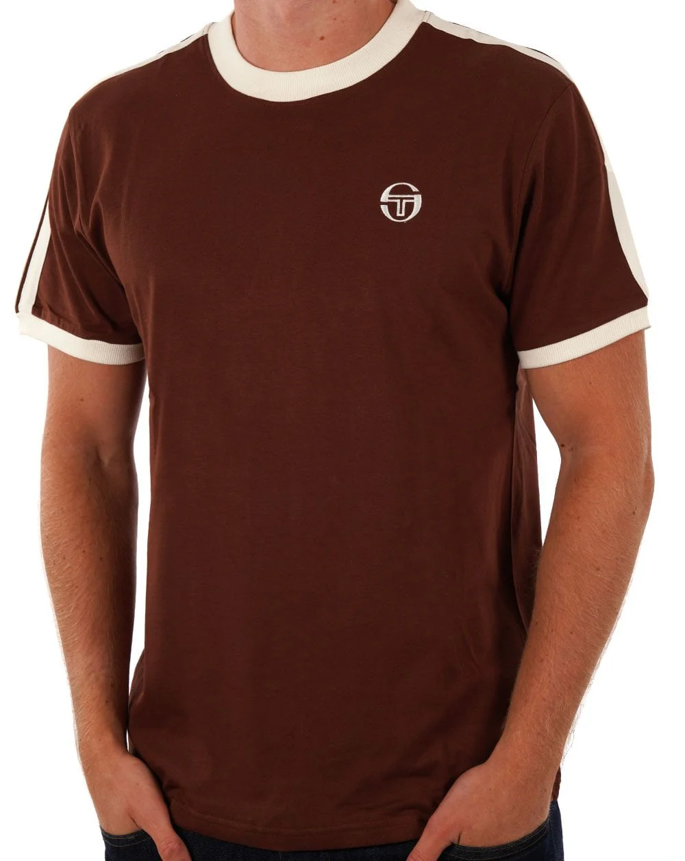 Sergio Tacchini Retro T Shirt Choc / Cream - Image 2