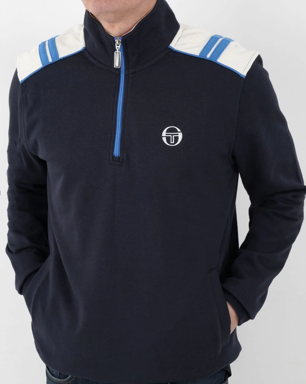 Sergio Tacchini Rosso 1/4 Zip Sweat Navy - Image 4