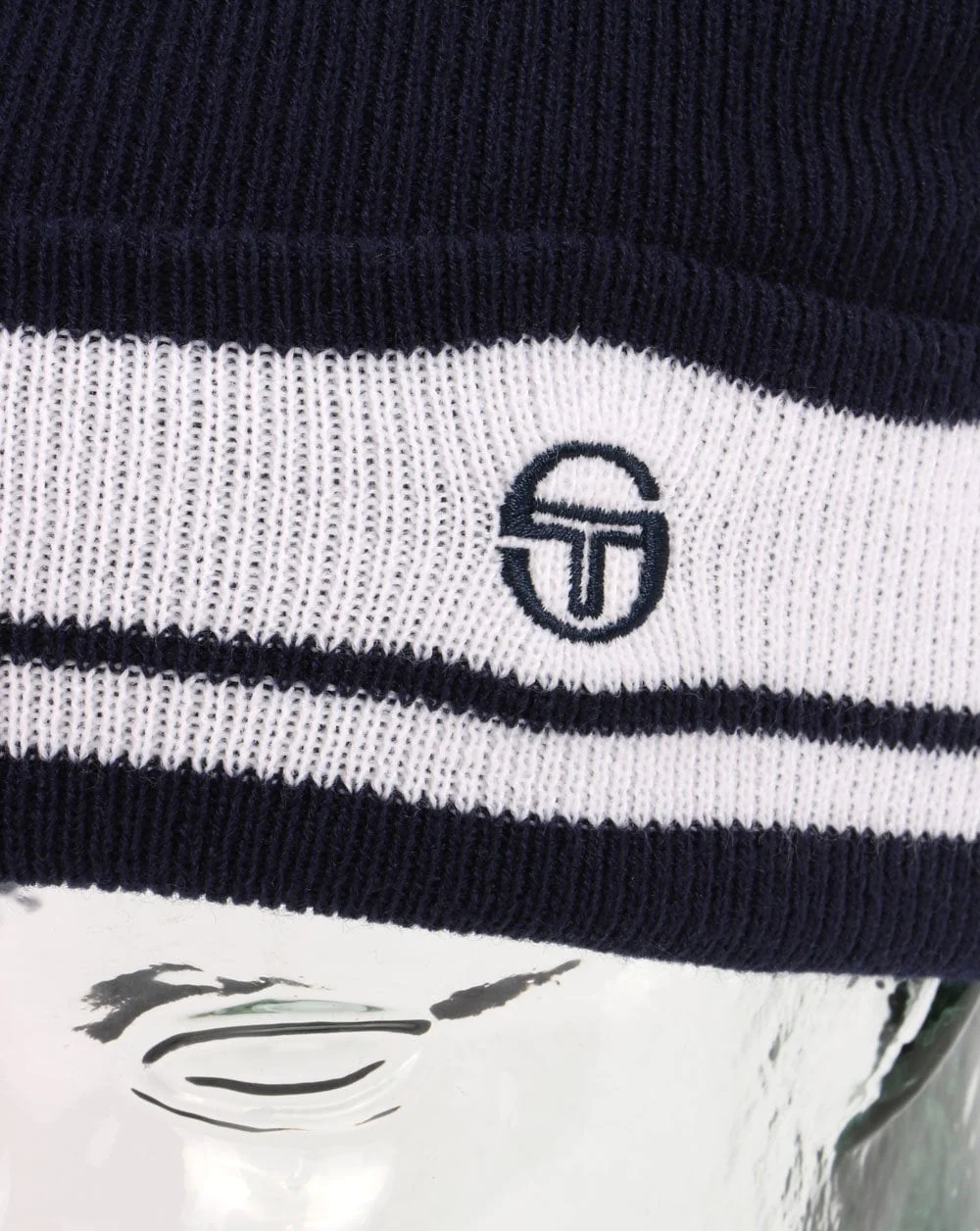Sergio Tacchini Sellars Turn Up Beanie Navy Blue/White - Image 2