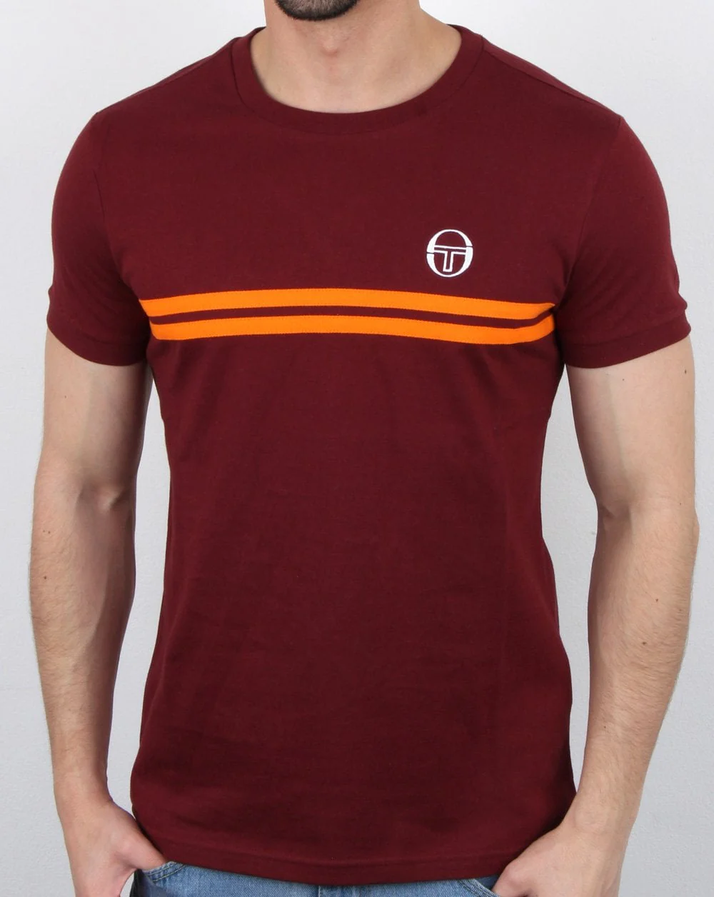 Sergio Tacchini Supermac T-shirt Maroon/Orange - Image 5