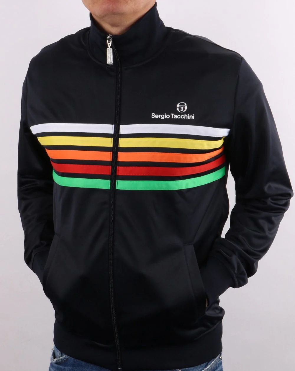Sergio Tacchini Varena 5 stripe Track Top Navy - Image 4