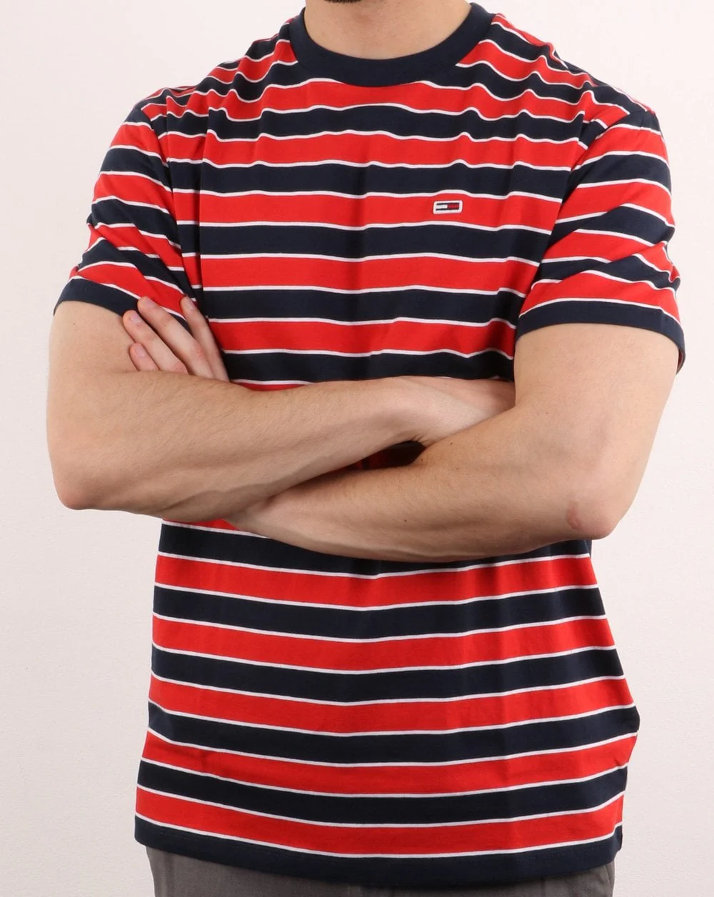 Tommy Hilfiger Bold Stripe Tee Flame Red/Navy - Image 3