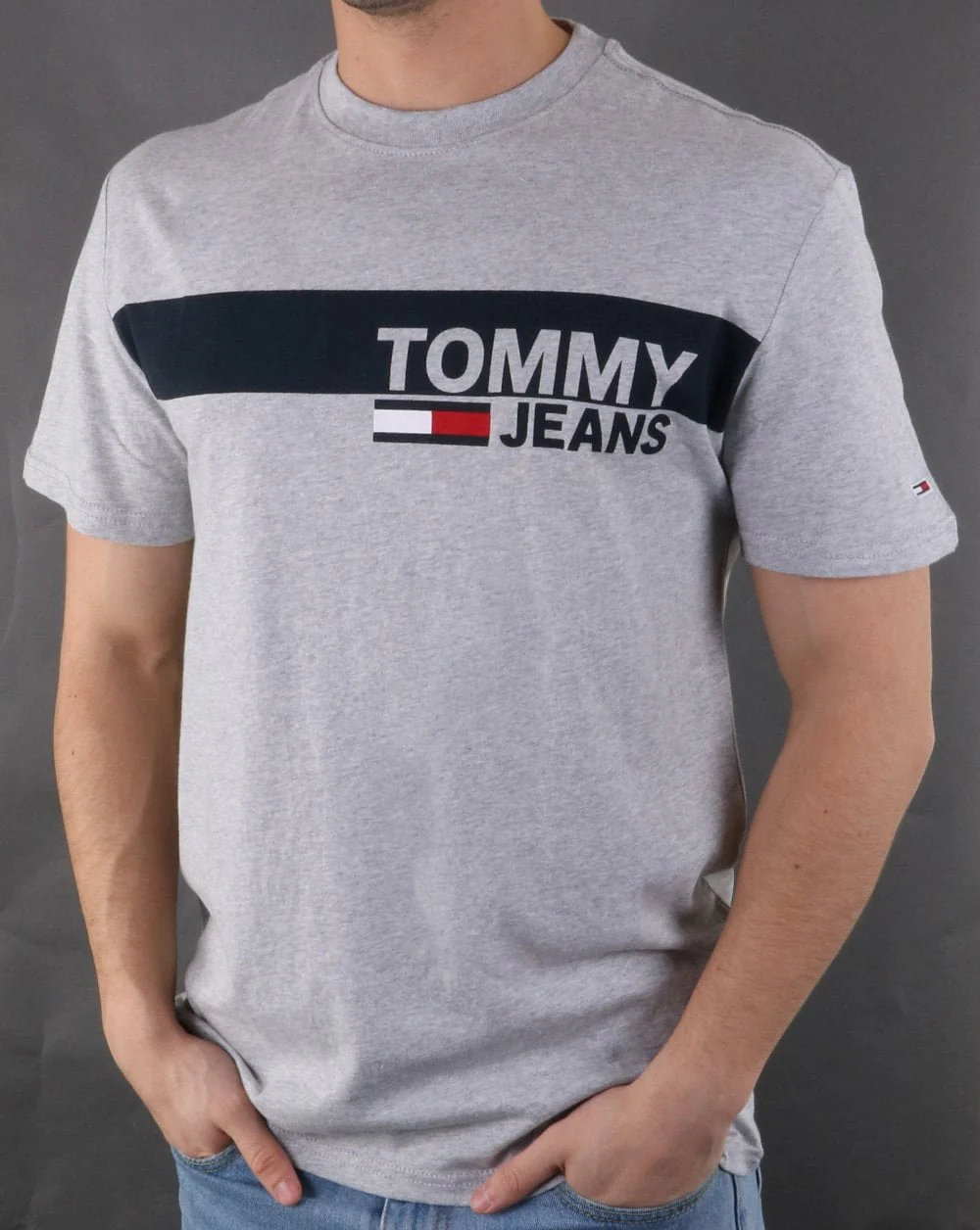 Tommy Hilfiger Box Logo Tee Light Grey Heather