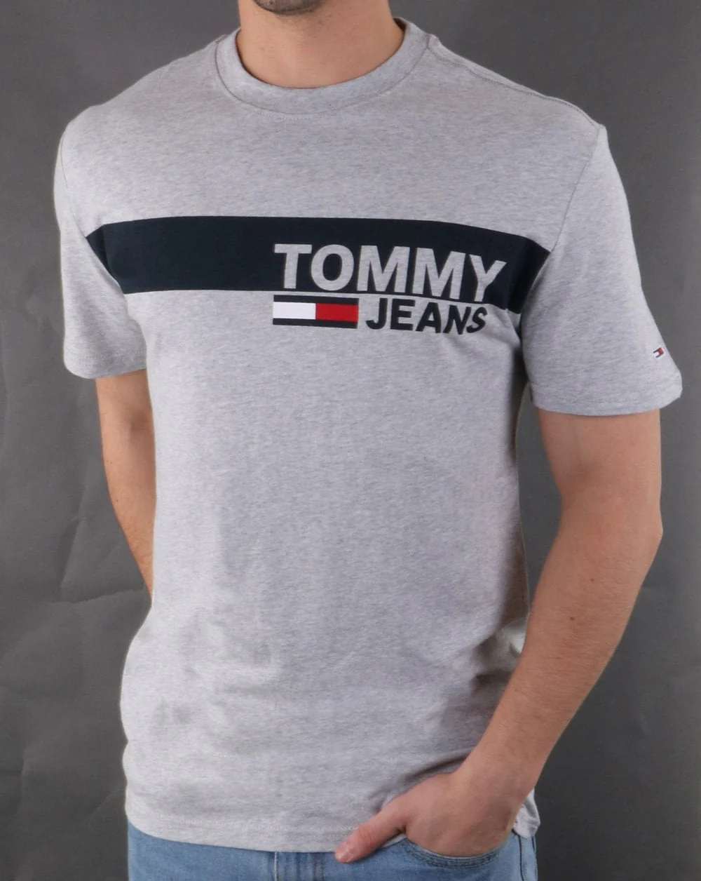 Tommy Hilfiger Box Logo Tee Light Grey Heather - Image 2